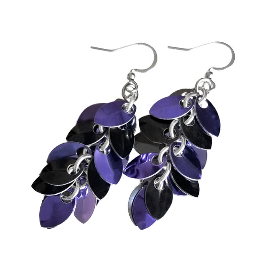 Purple and Black Shaggy Scale Earrings