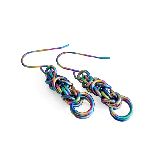 Rainbow Titanium Byzantine Earrings