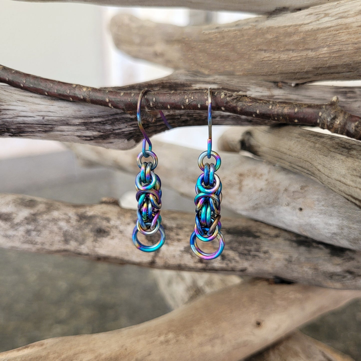 Rainbow Titanium Byzantine Earrings