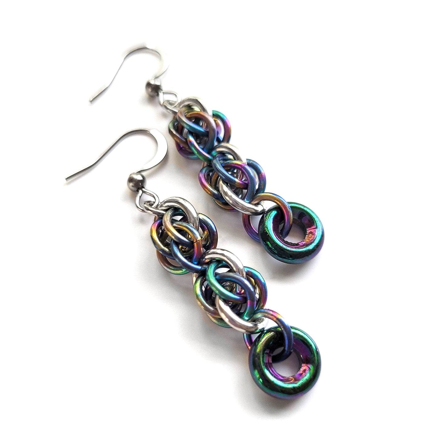 Rainbow Titanium Double Sweet Pea Earrings