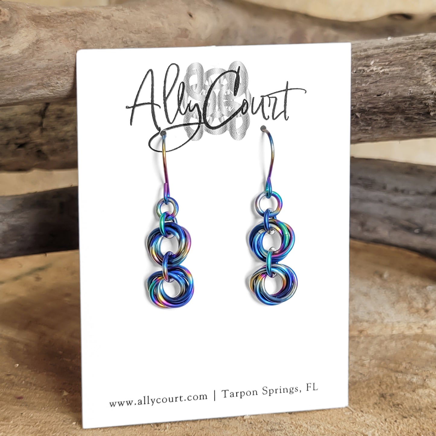 Rainbow Titanium Double Mobius Earrings