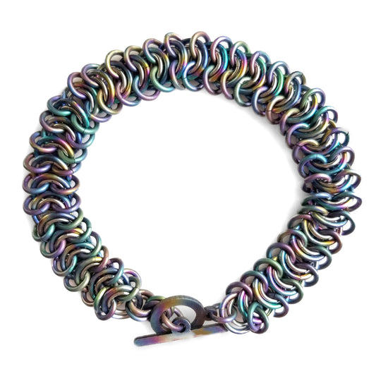 Rainbow Titanium Vertebrae Chainmaille Bracelet