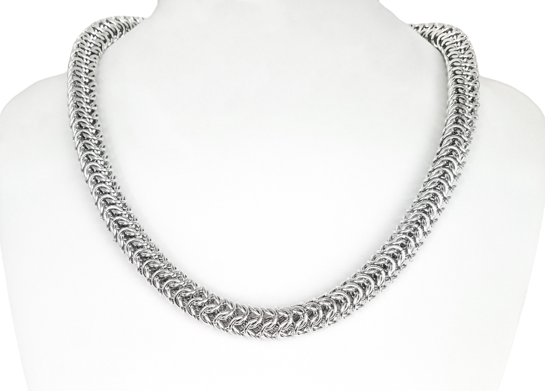Bright Aluminum Chainmaille Round Weave Necklace