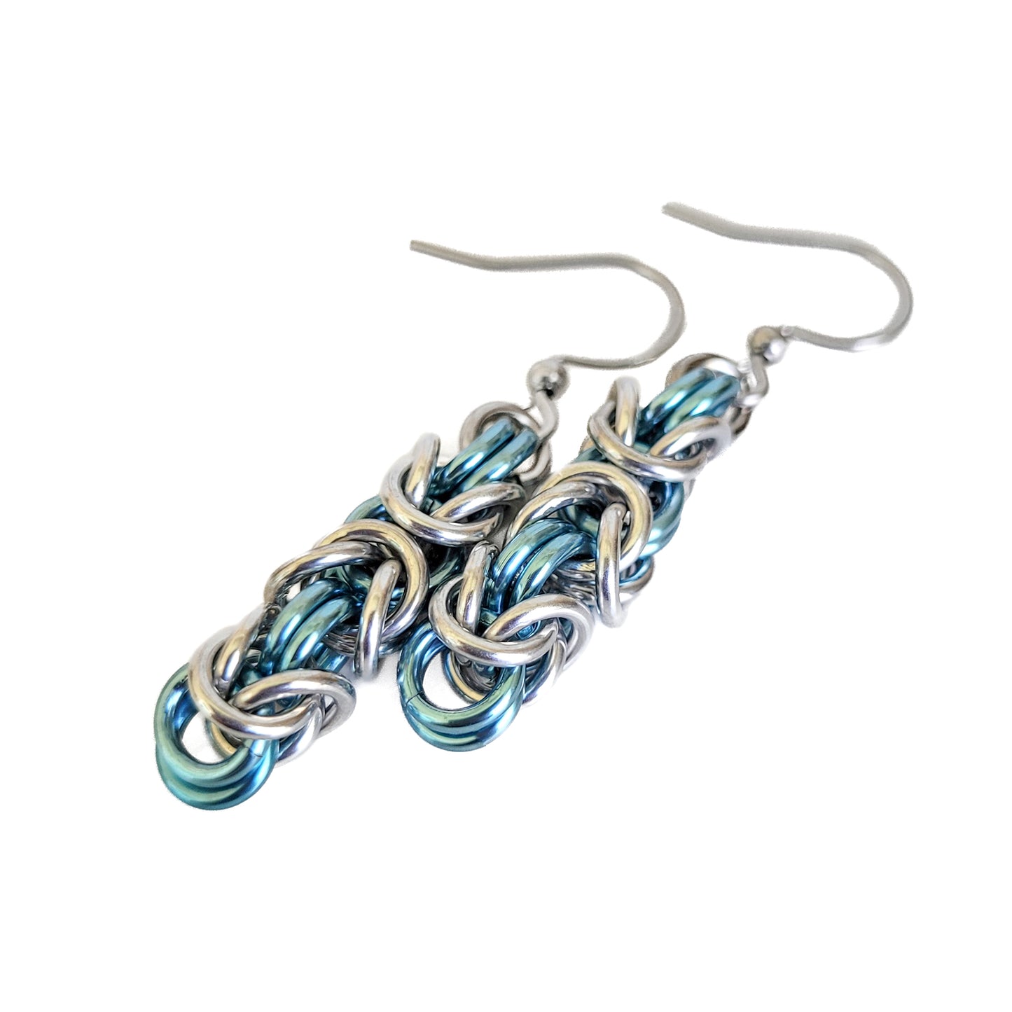 Sky Blue & Silver Byzantine Earrings
