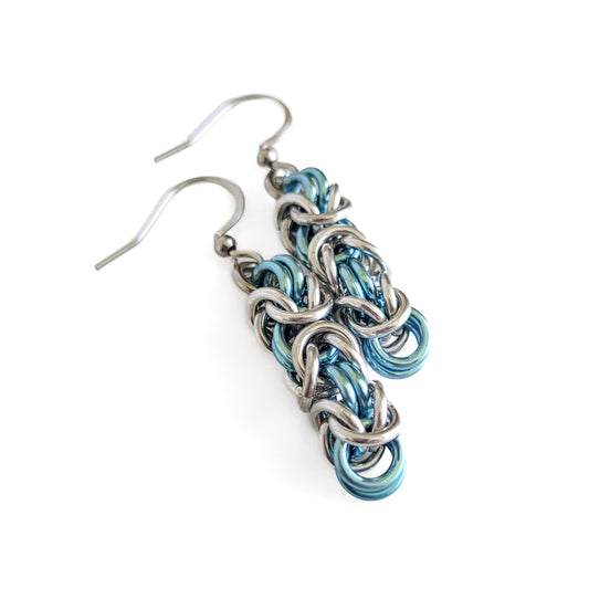 Sky Blue & Silver Byzantine Earrings
