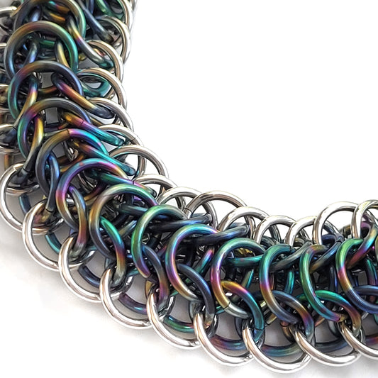 Rainbow Titanium & Stainless Steel Dragonback Bracelet