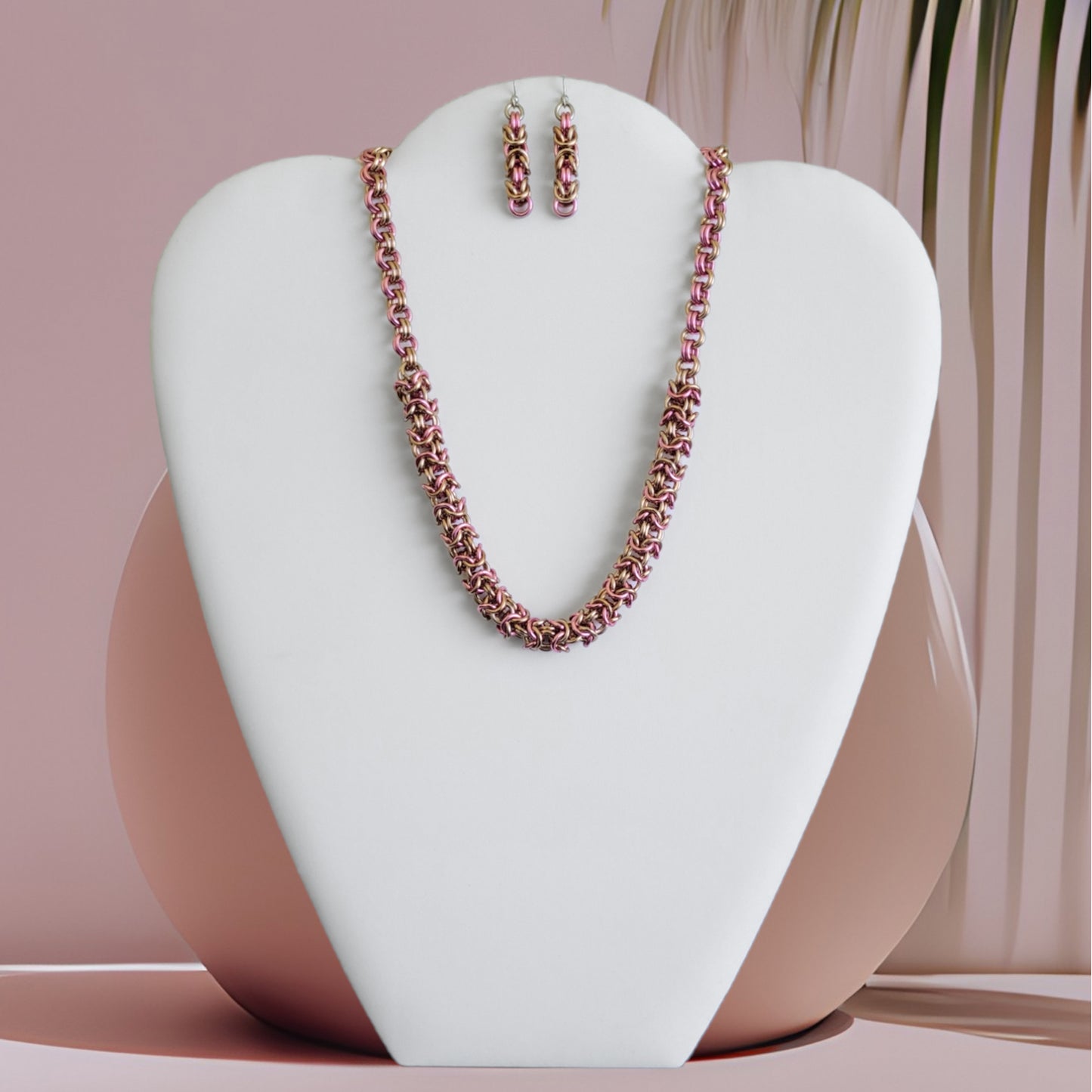 Pink Champagne Turkish Roundmaille 2 by 2 Necklace