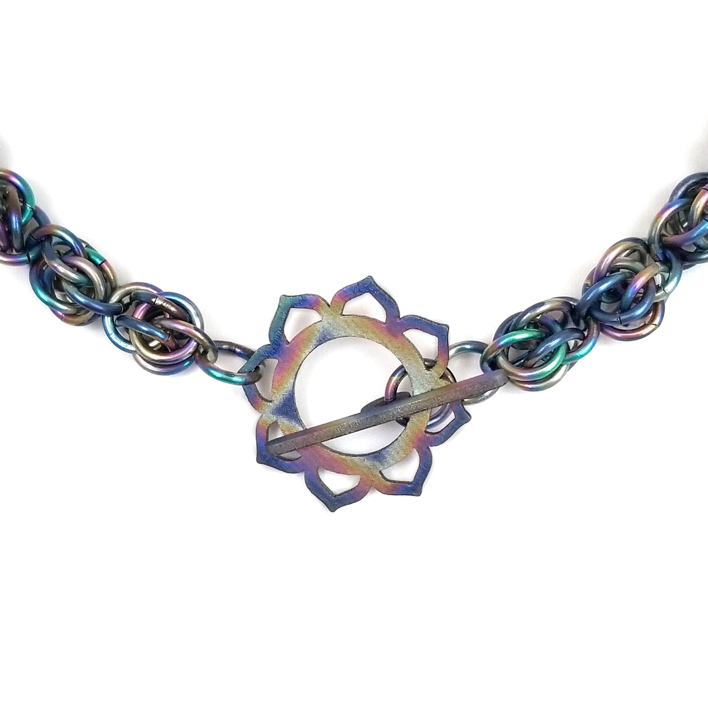 Rainbow Titanium Whirly Pea Necklace