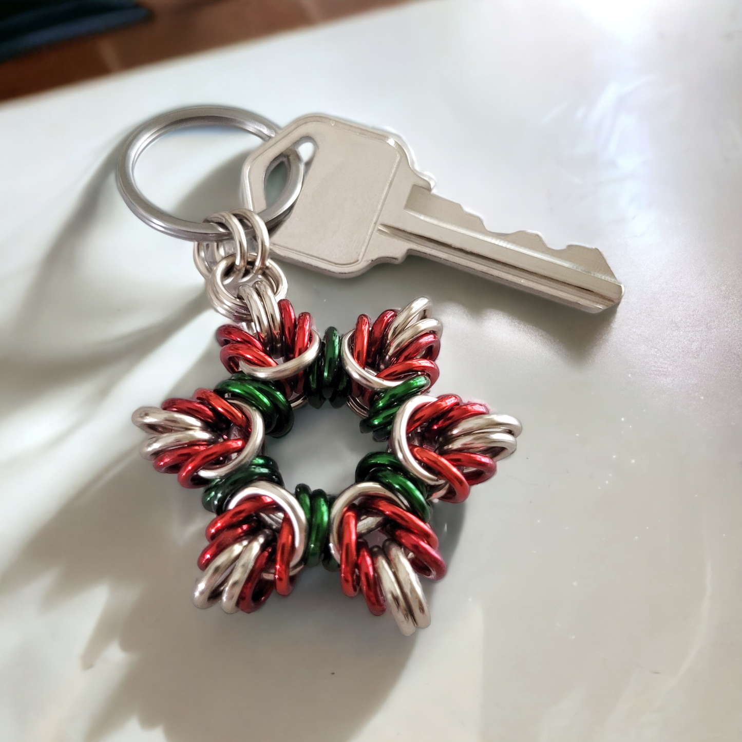 Red & Green Star Keychain