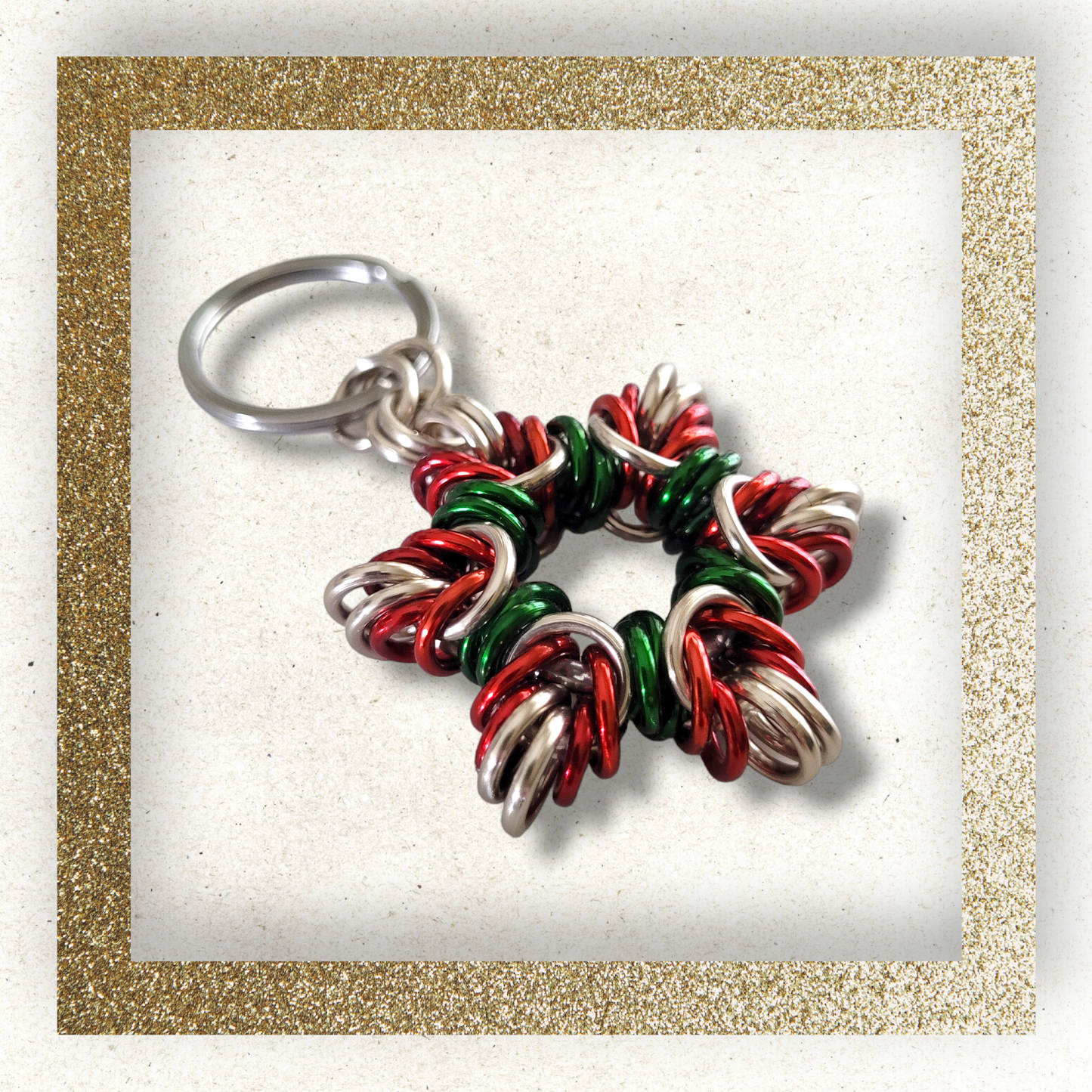 Red & Green Star Keychain