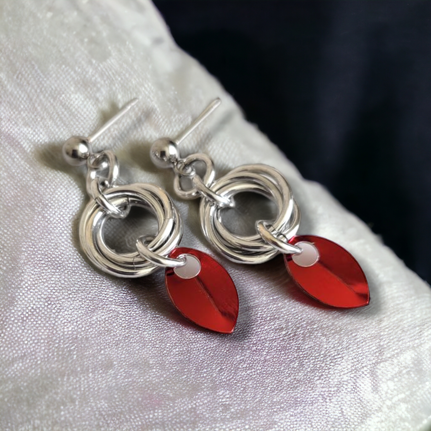 Red Scale Love Knot Earrings