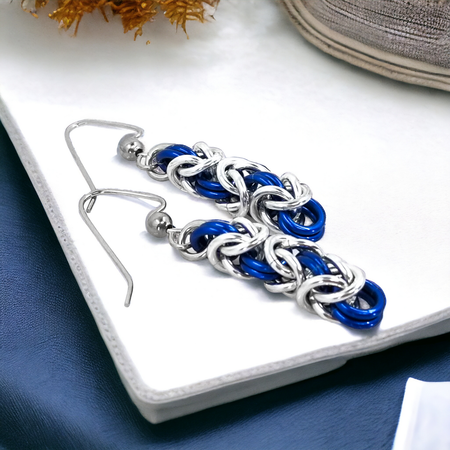 Blue and Silver Byzantine Earrings