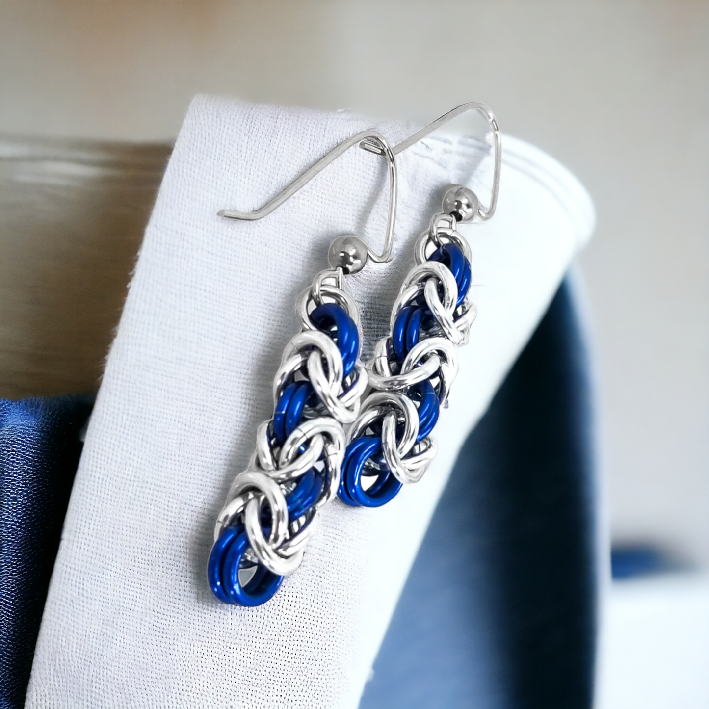 Blue and Silver Byzantine Earrings