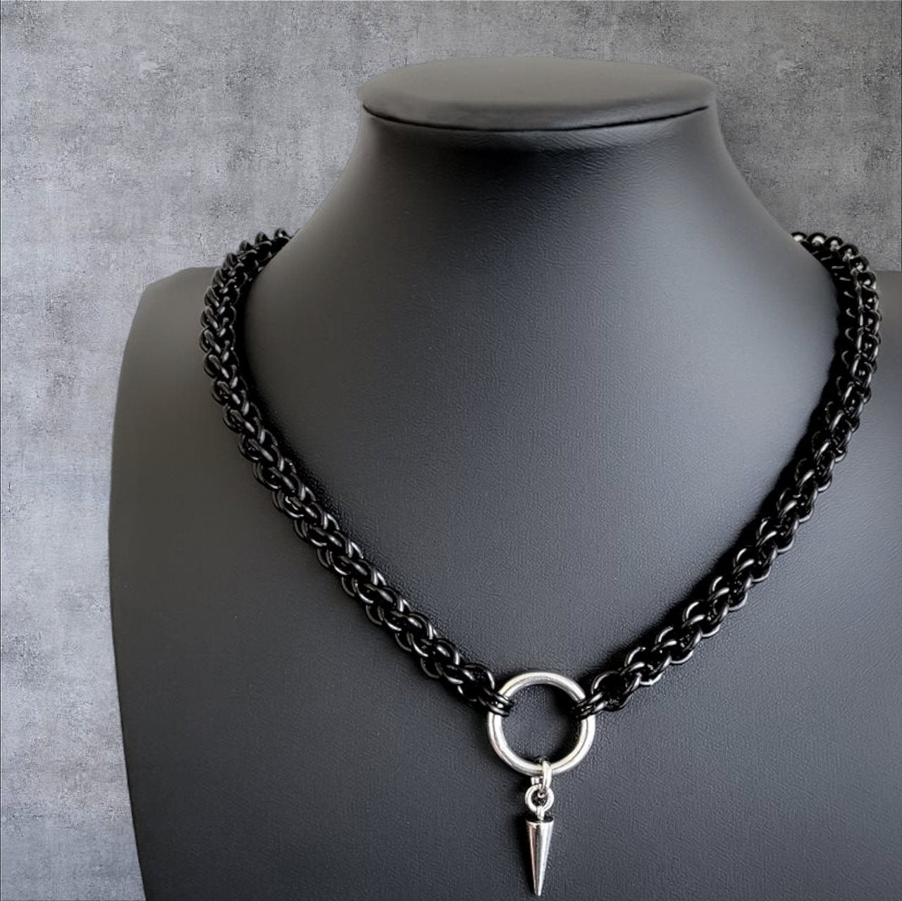 Black Spike Drop Necklace