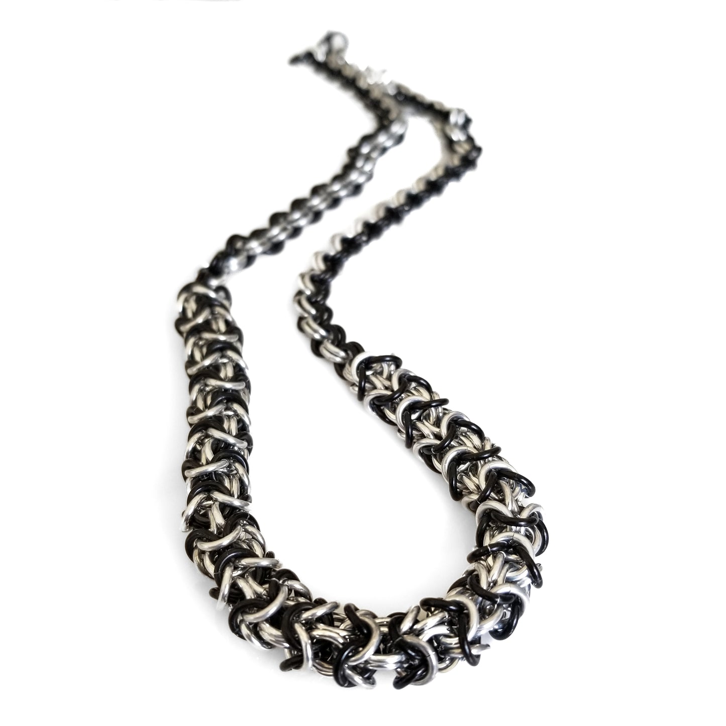 Black & Silver Turkish Roundmaille 2x2 Necklace