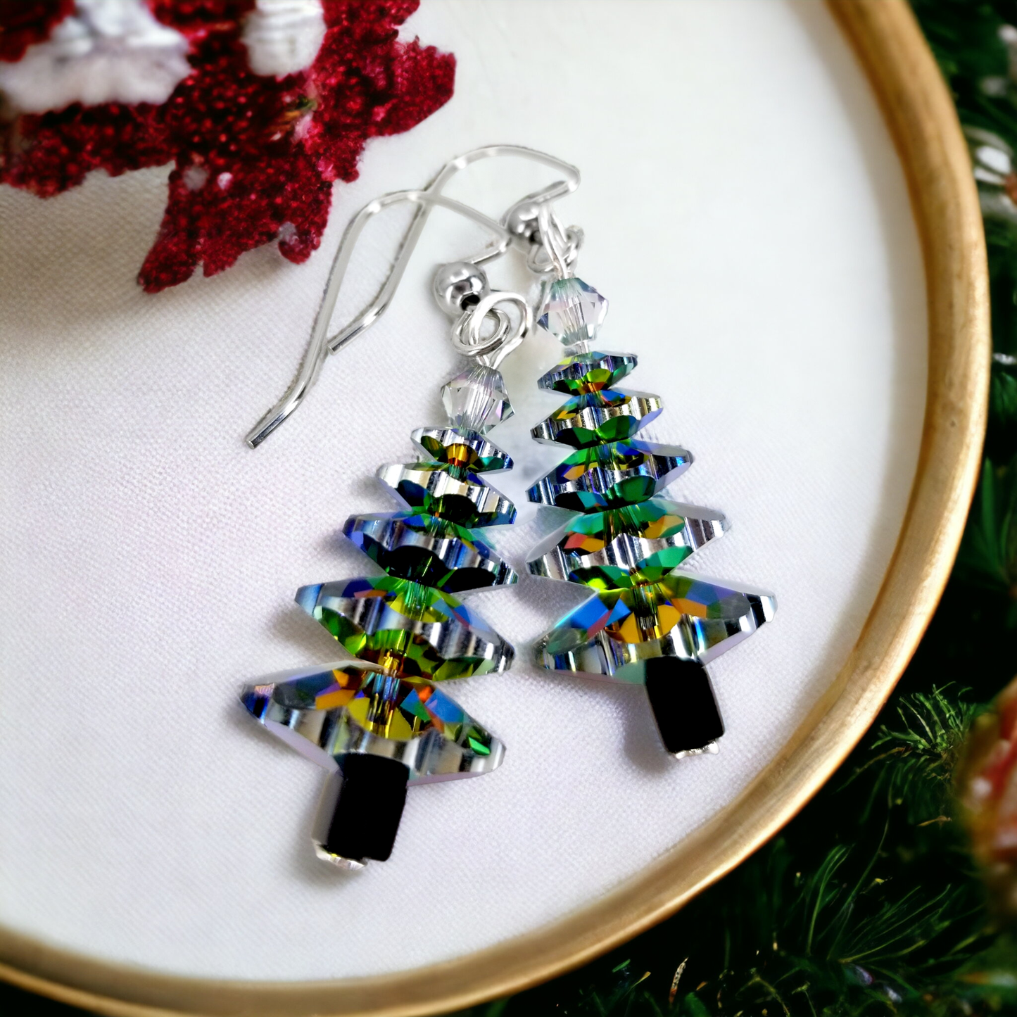 Crystal Christmas Tree Earrings