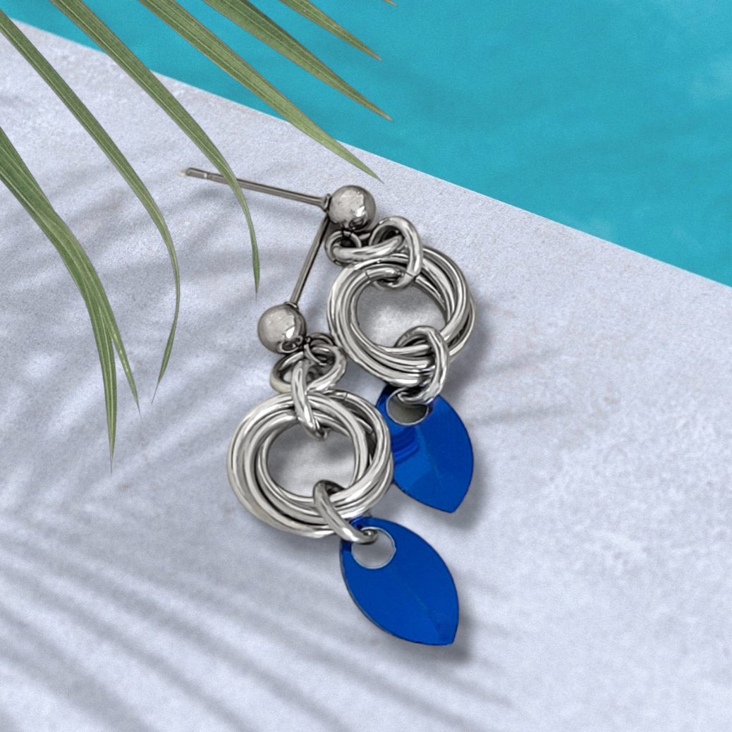 Blue Scale Love Knot Earrings