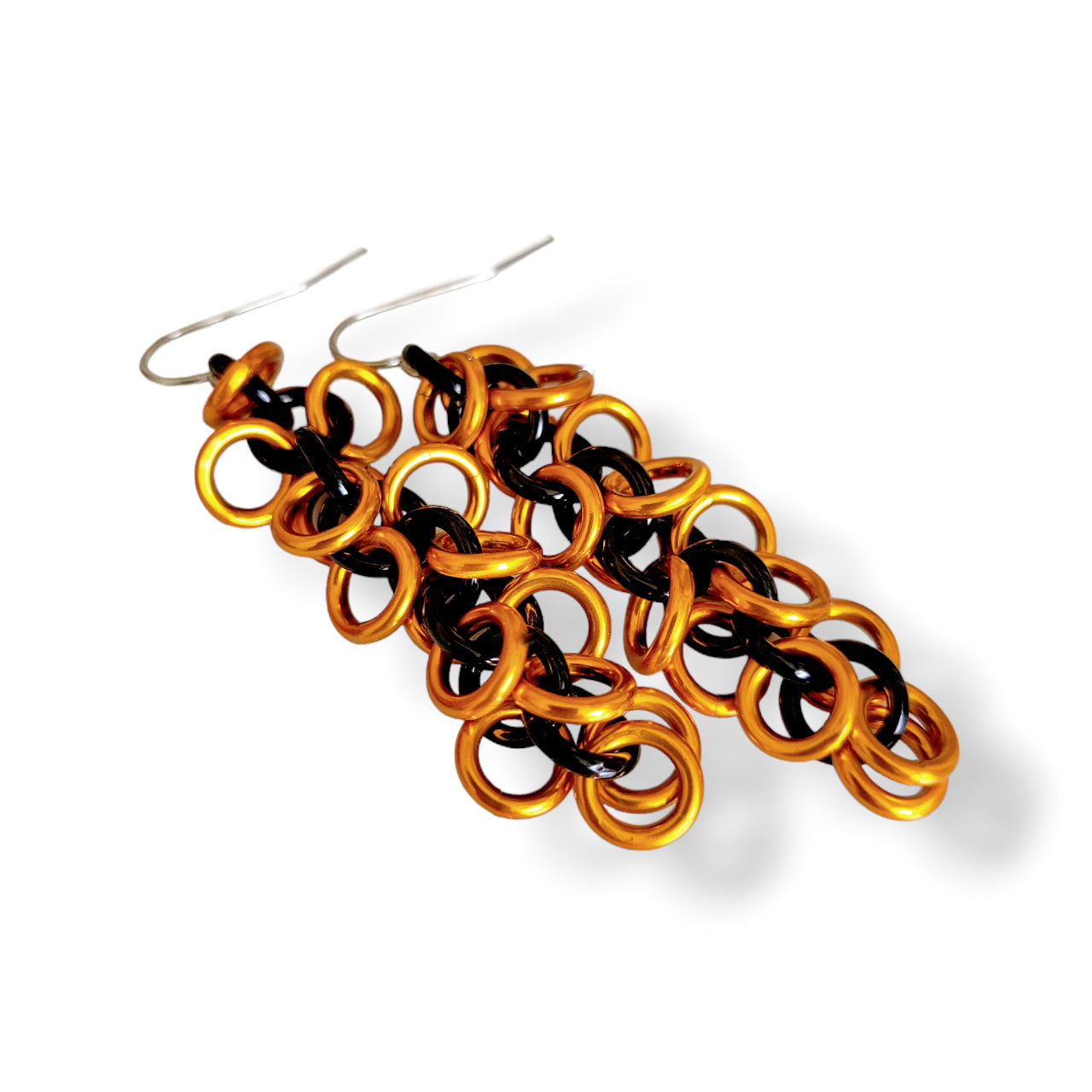 Black and Orange Shaggy Loop Earrings