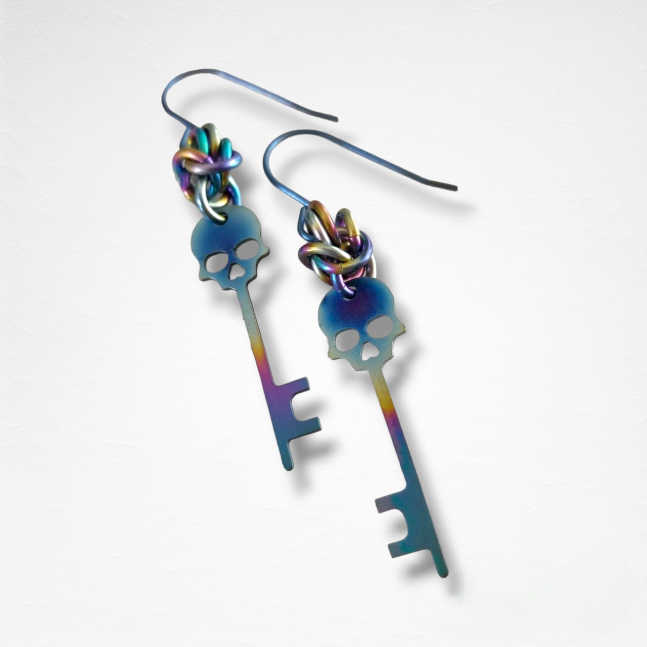 Only 2 Left! - Titanium Skeleton Key Earrings