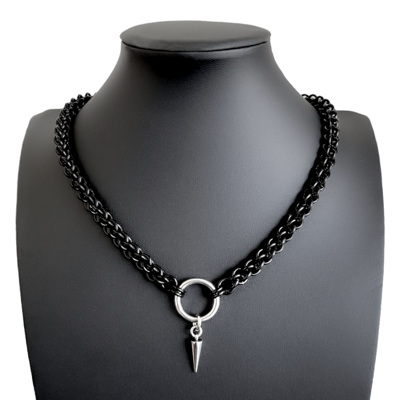 Black Spike Drop Necklace