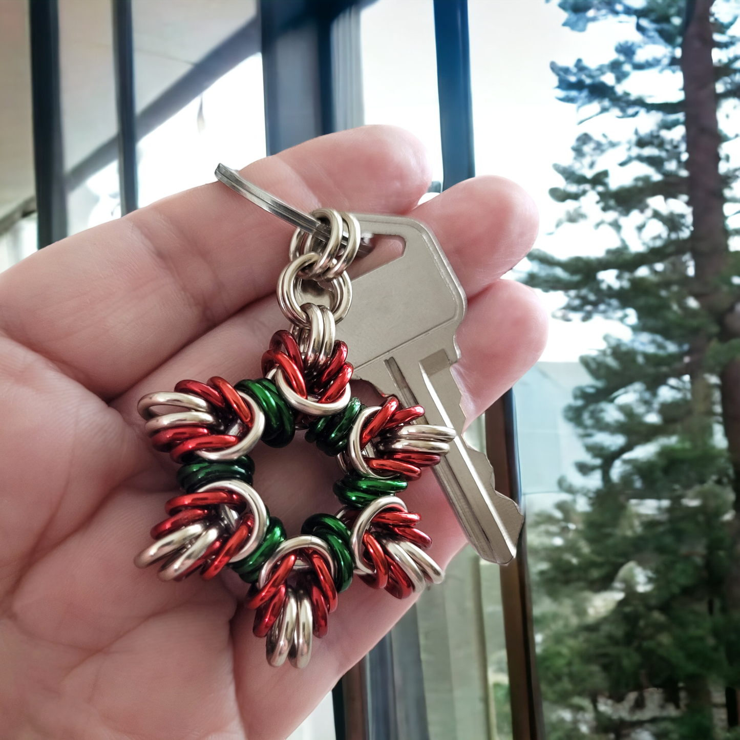 Red & Green Star Keychain