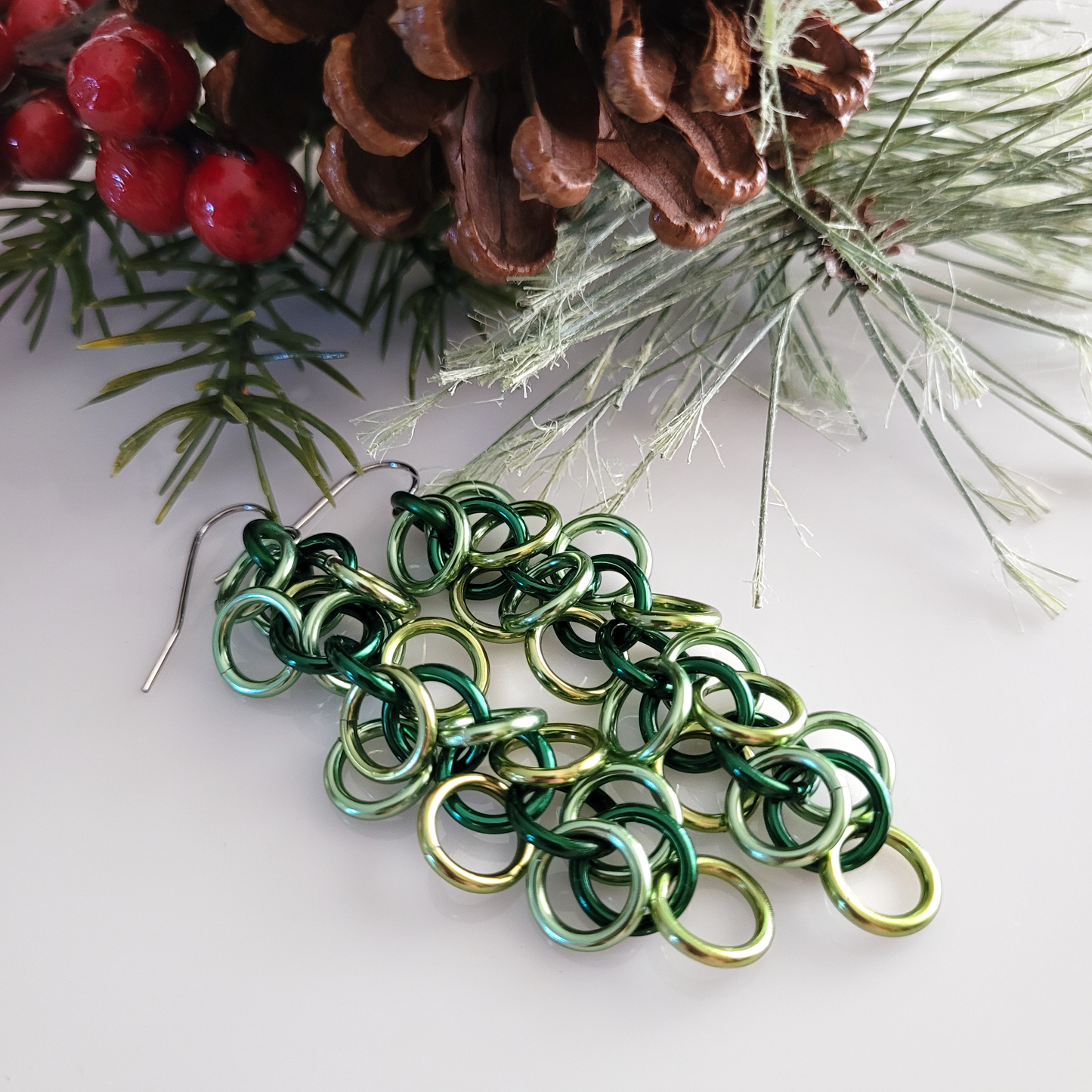 Shaggy Loop Earrings - Greens