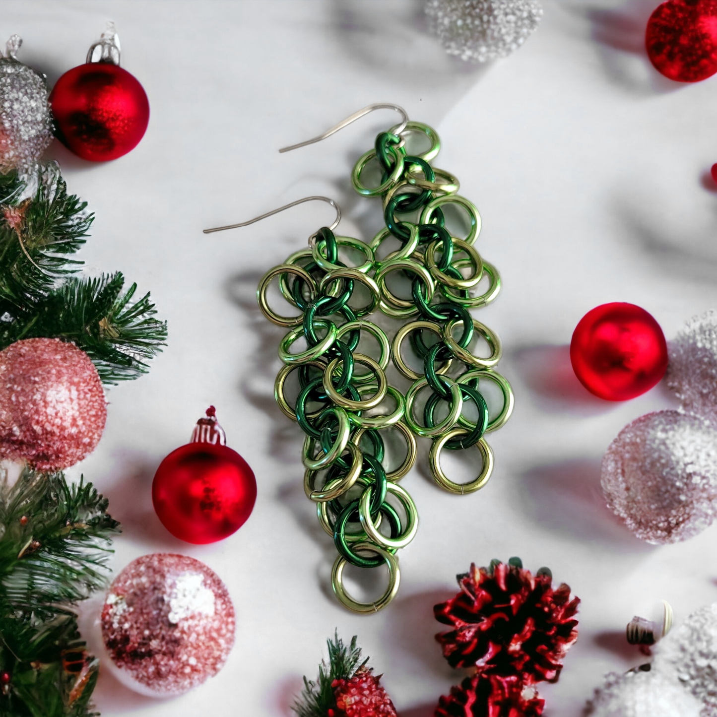 Shaggy Loop Earrings - Greens