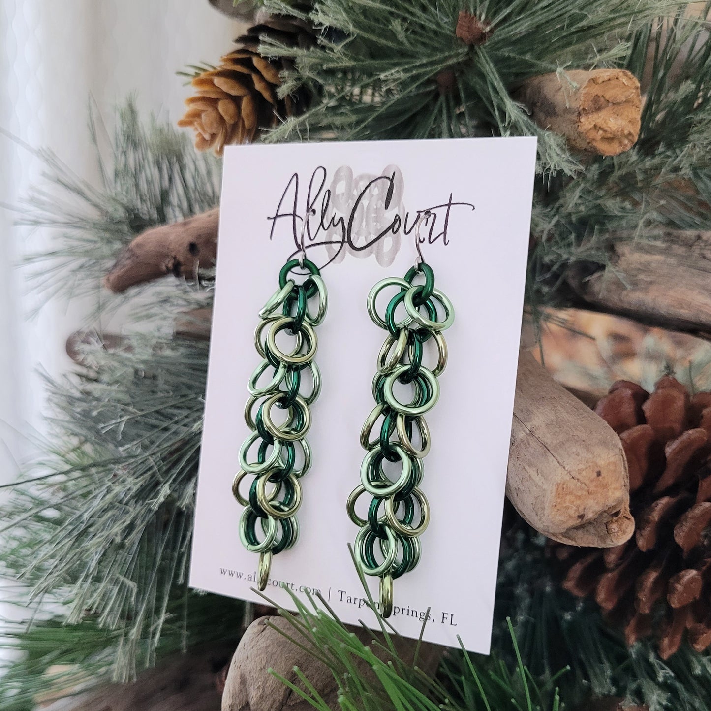 Shaggy Loop Earrings - Greens