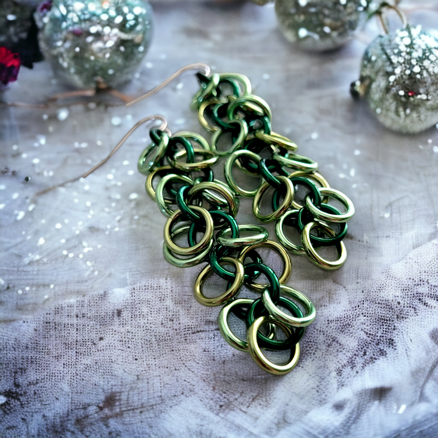 Shaggy Loop Earrings - Greens