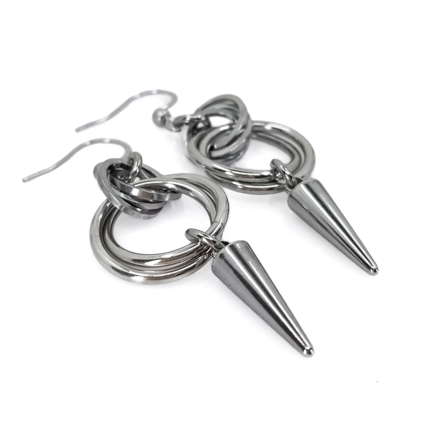 Stainless Steel Mobius Spike Drop Earrings