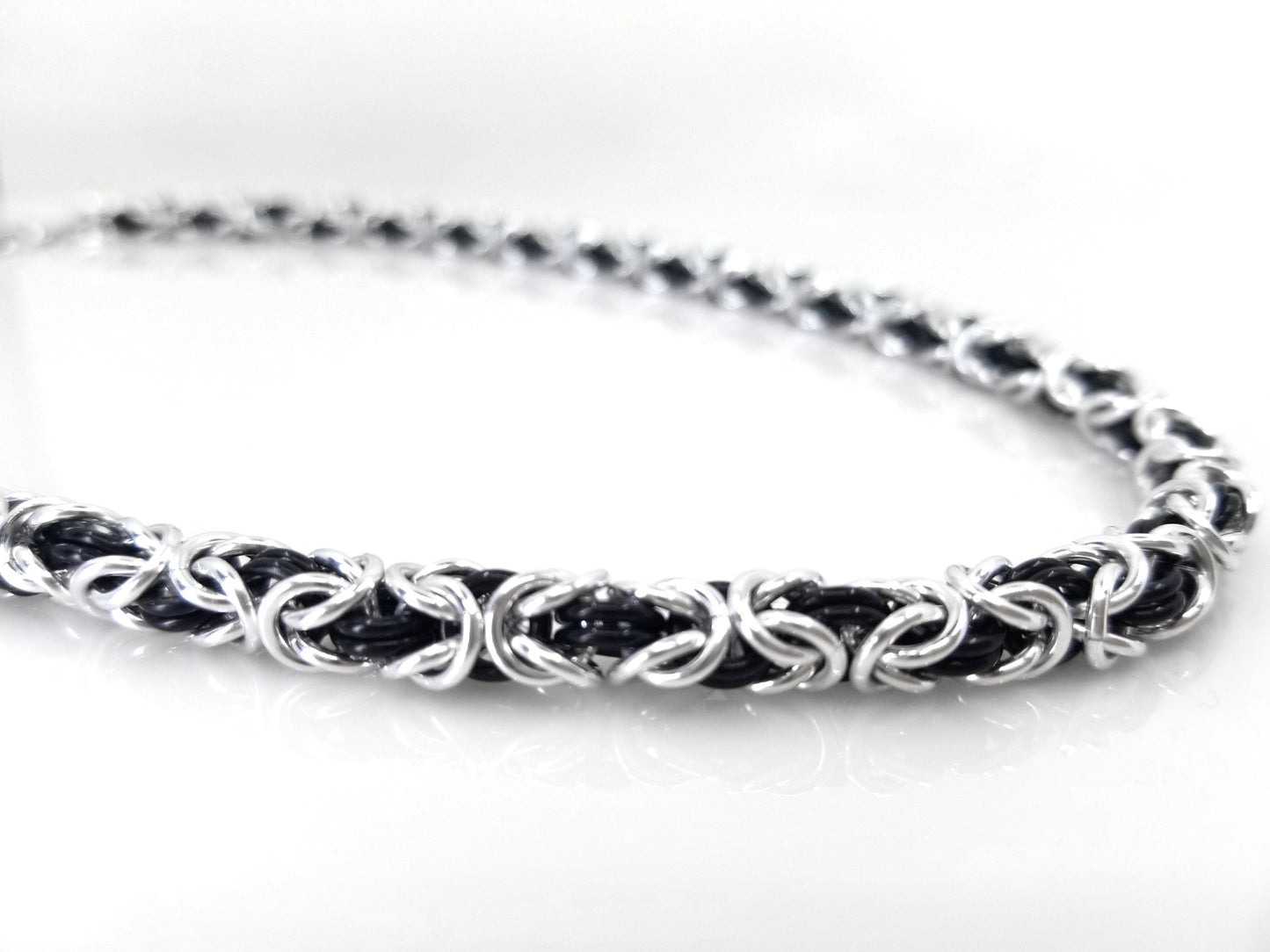 Black and Silver Womens Handmade Chainmaille Jewelry