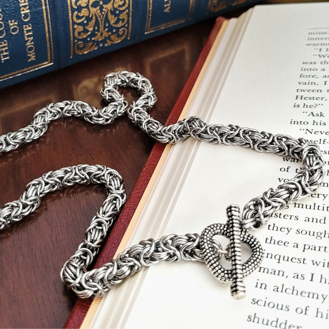 Stainless Steel Byzantine Heart Clasp Necklace