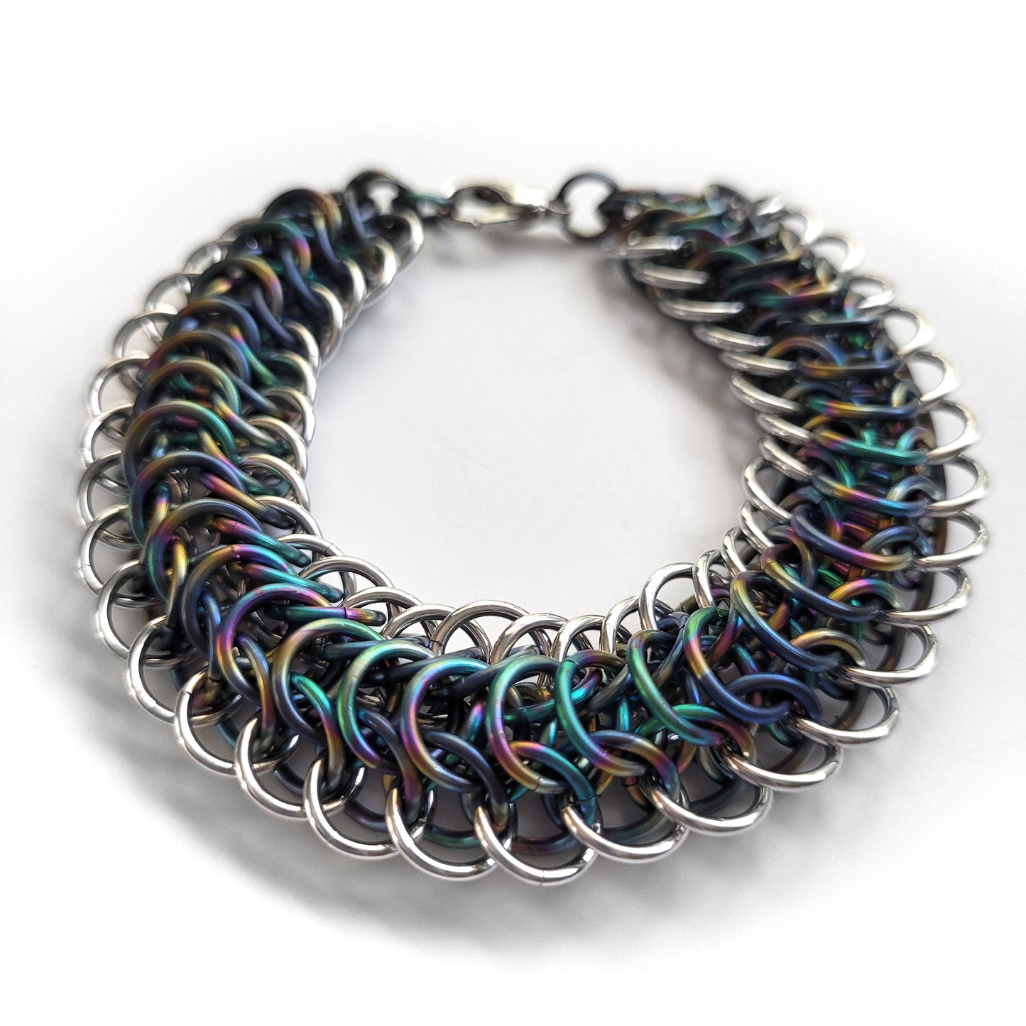 Rainbow Titanium & Stainless Steel Dragonback Bracelet