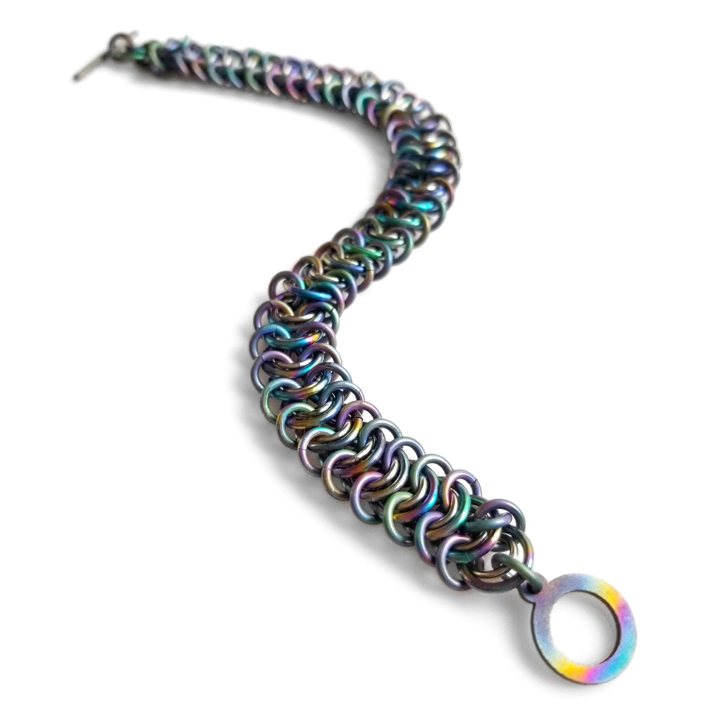 Rainbow Titanium Vertebrae Chainmaille Bracelet