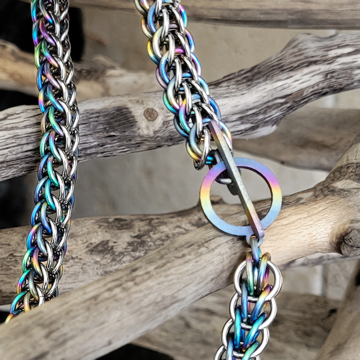 Rainbow Titanium & Stainless Steel Full Persian Chain with Toggle Clasp