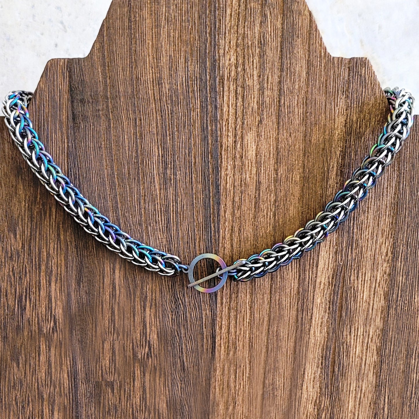 Rainbow Titanium & Stainless Steel Full Persian Chain with Toggle Clasp