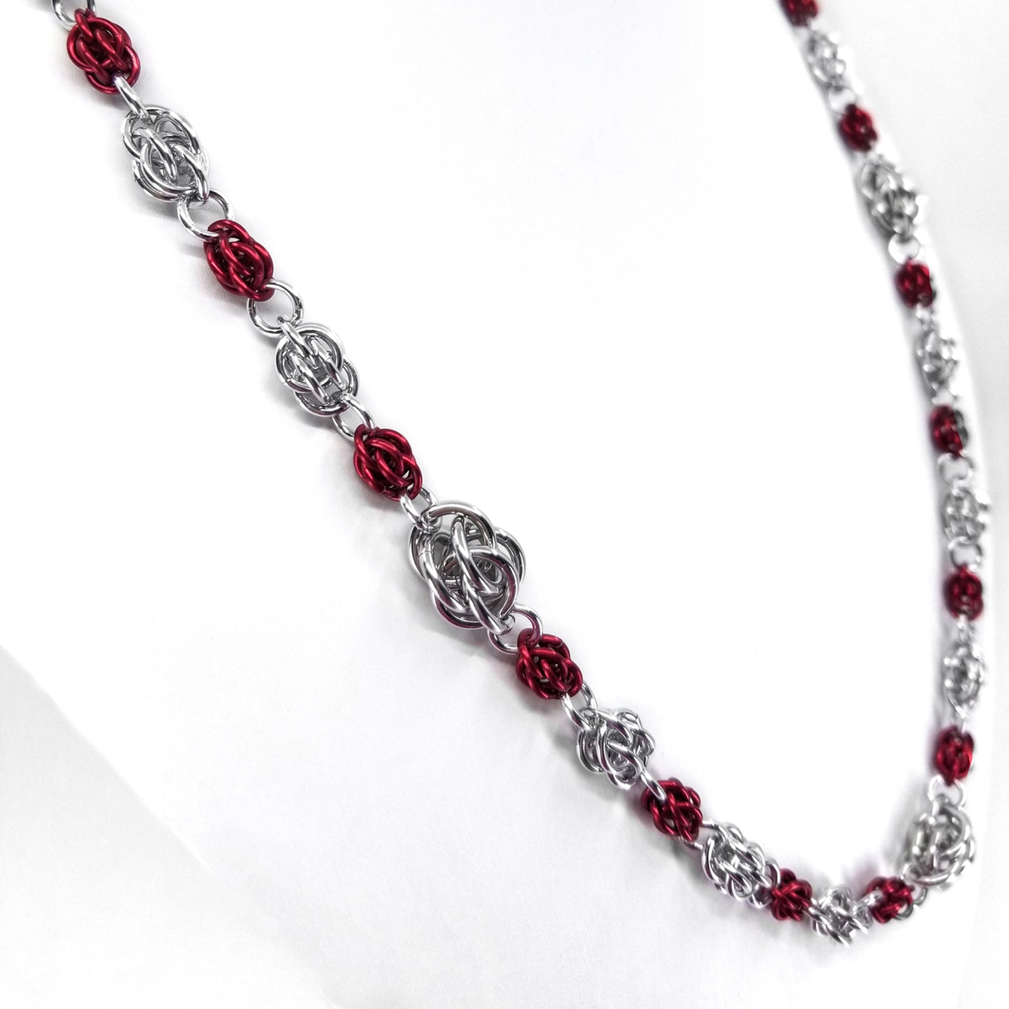 Silver and Red Sweet Pea Necklace