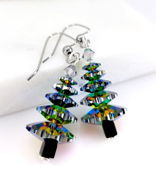 Handcrafted Crystal Christmas Earrings