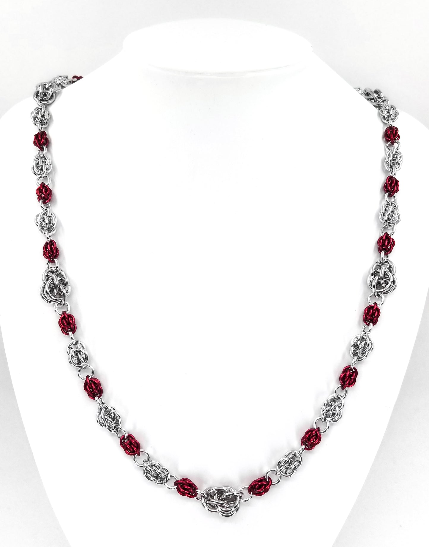 Silver and Red Sweet Pea Necklace