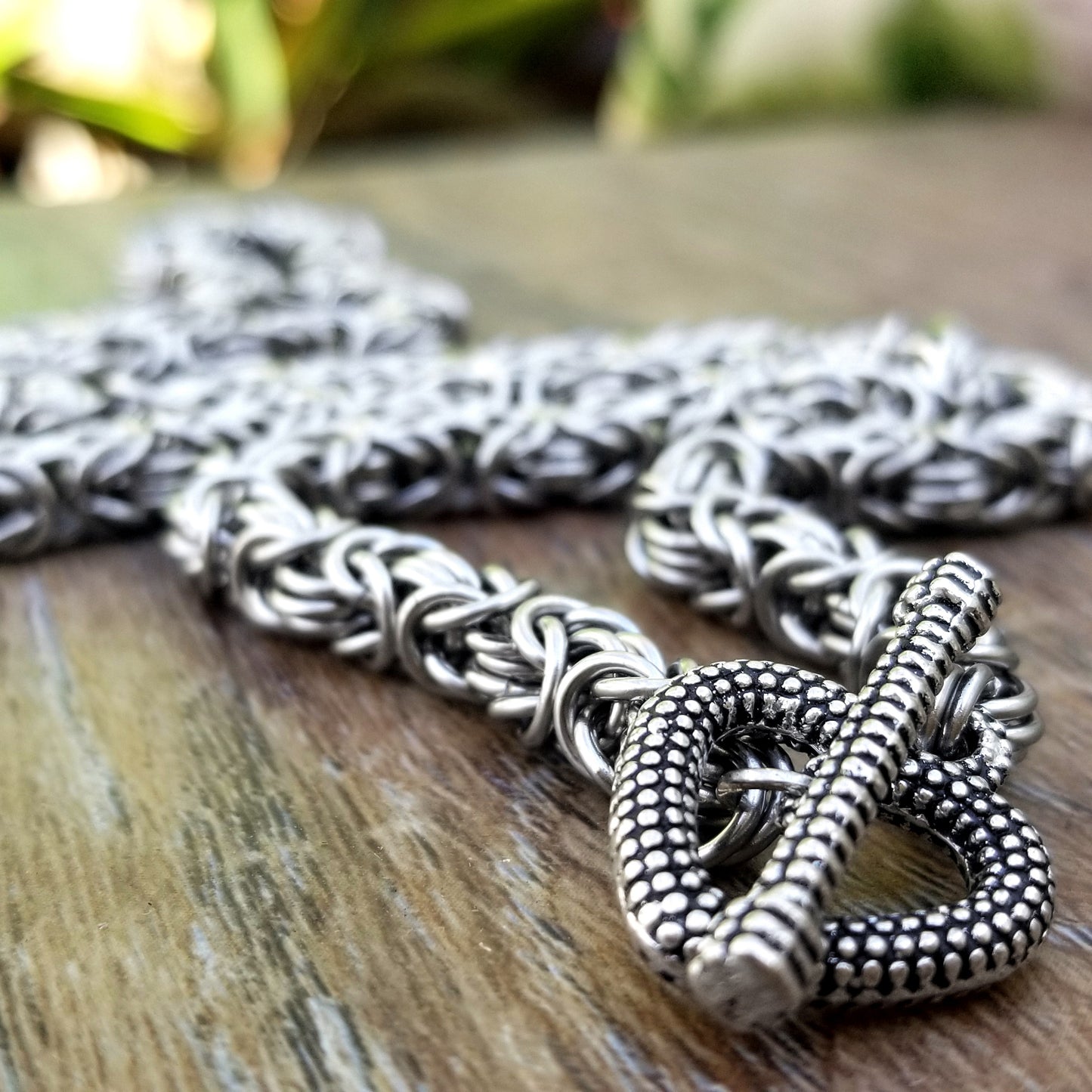 Stainless Steel Byzantine Heart Clasp Necklace