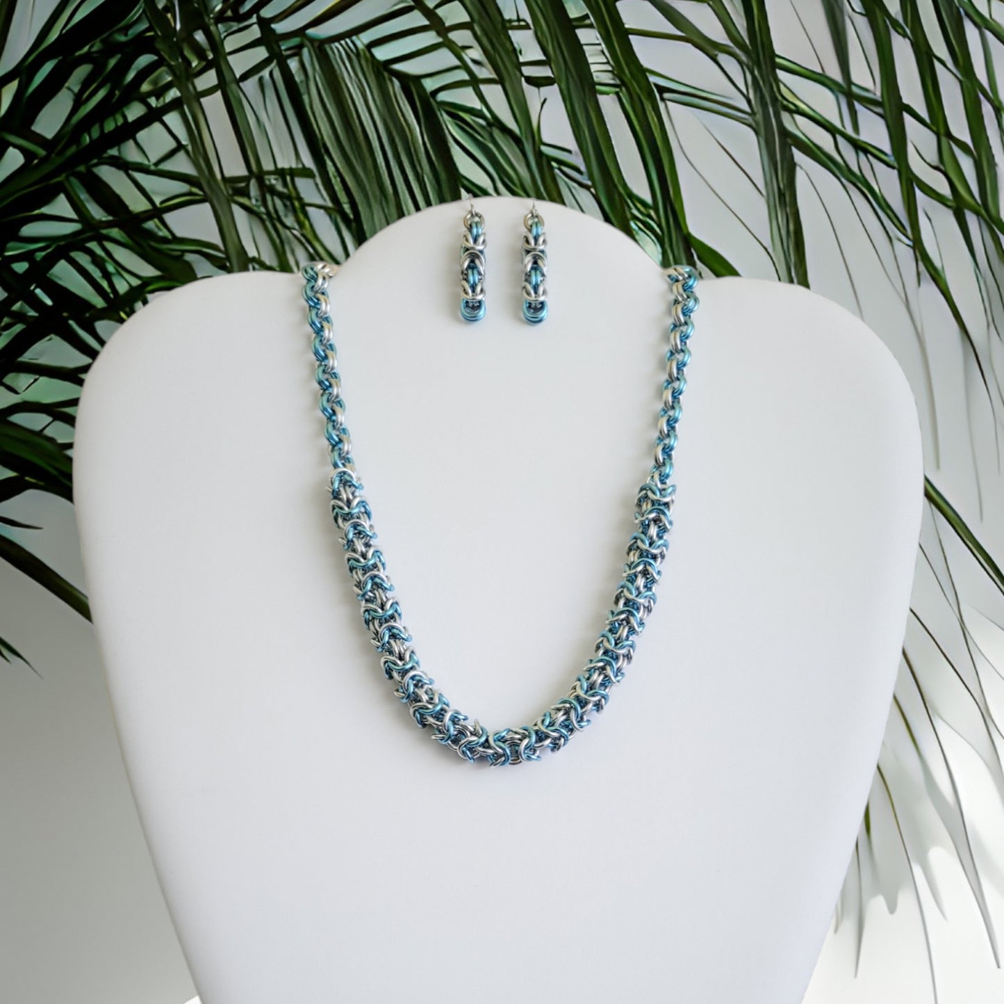 Sky Blue Turkish Roundmaille 2 by 2 Necklace